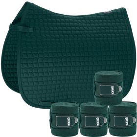 Set Eskadron Basic Cotton Schabracke mit Fleecebandagen in racinggreen