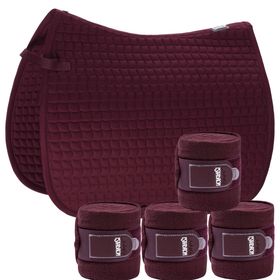 Set Eskadron Basic Cotton Schabracke mit Fleecebandagen in blackberry