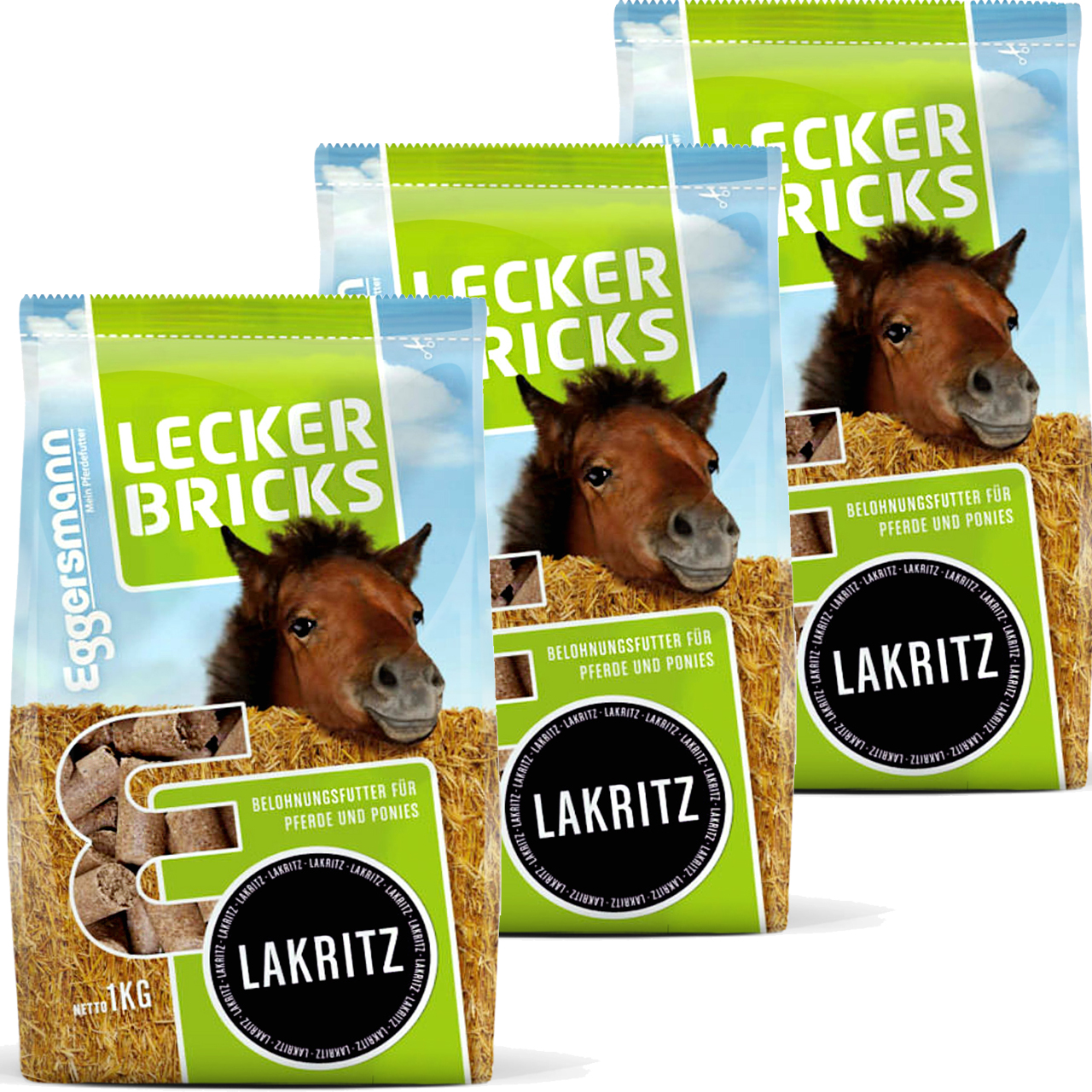 Eggersmann Lecker Bricks Lakritze, 3 Beutel je 1kg 