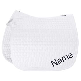 ESKADRON weiße Cotton Dressur-Schabracke mit individuellem Namen bestickt 