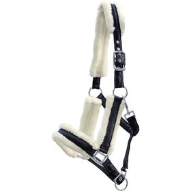 Euroriding Halfter voll Plüsch in Schwarz Shiny