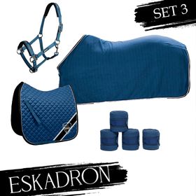 Eskadron ocean Set 3 -  Bicolor Schabracke, Halfter, Abschwitzdecke, Fleecebandagen