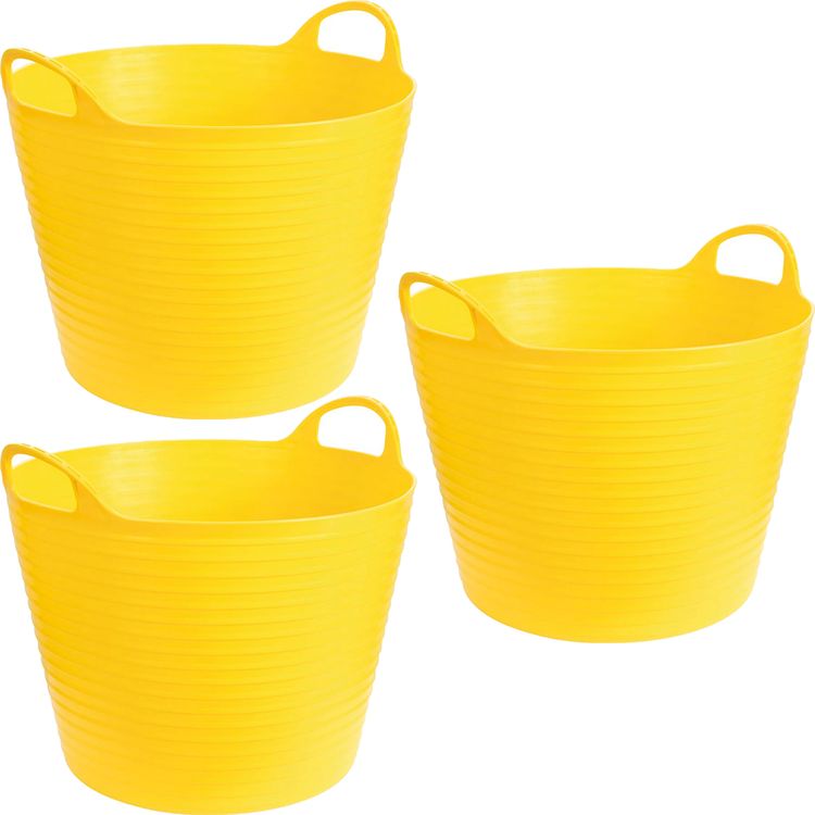 3er Pack flexibler Trog FlexBag 28l Fassungsvermögen in gelb