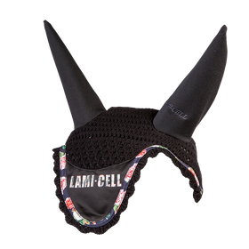 Lami-Cell Fliegenhaube Florence in black floral, mit Schriftzug, Gr. Full