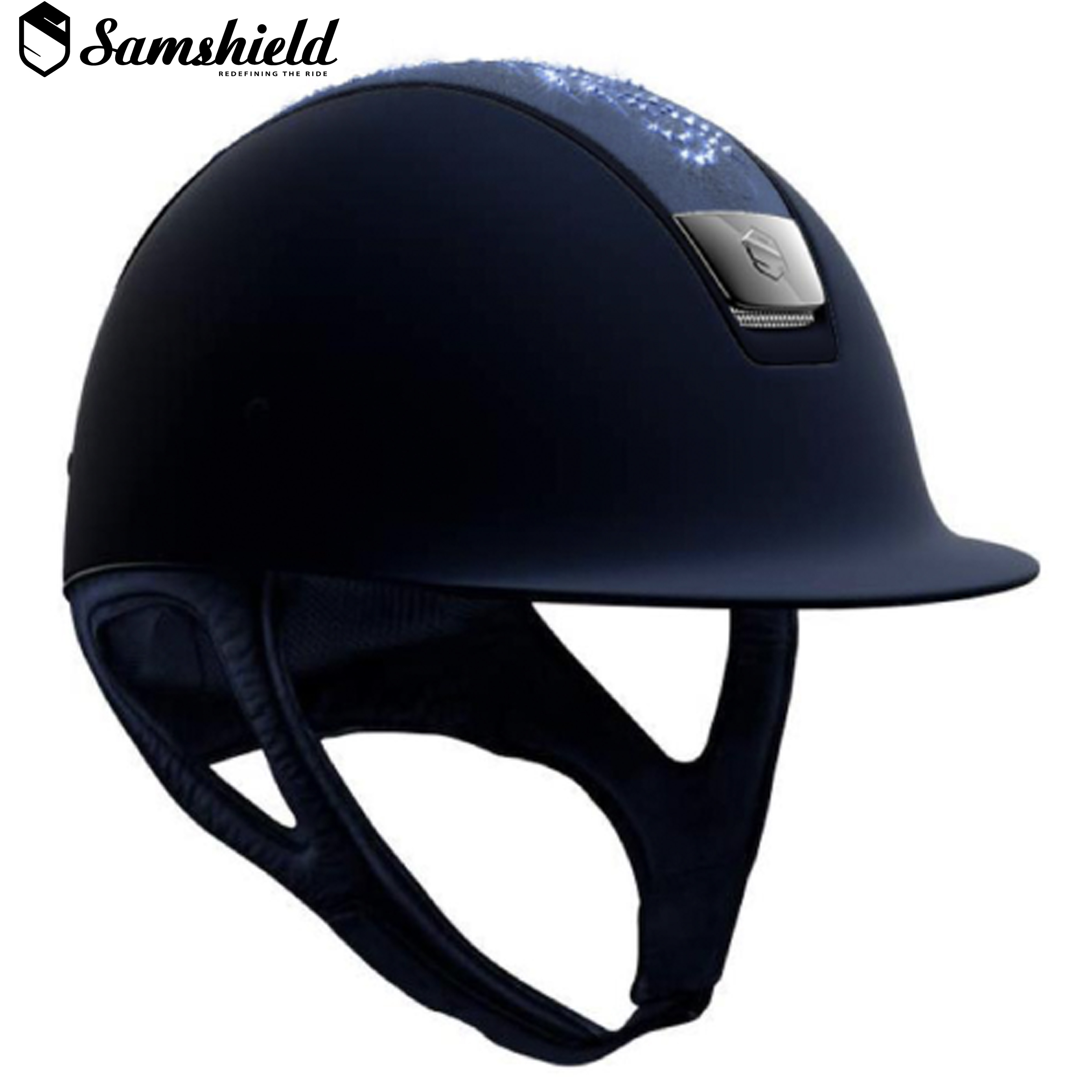 Premium Shadowmatt Blue, Top: Flower Swarovski Metallic Blue/Alcantara Blue, Chrome Black