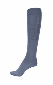 Pikeur Kniestrumpf Strassstein Schriftzug in dove blue