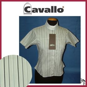 Cavallo Turnierbluse Diana in white/grey Stripes