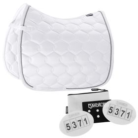 Set Eskadron Schabracke Glossy Wave (2er Kordel) weiß & Startnummern Set-Quick