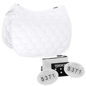 Set Eskadron Schabracke Glossy Wave (ohne Kordel) weiß & Startnummern Set-Quick