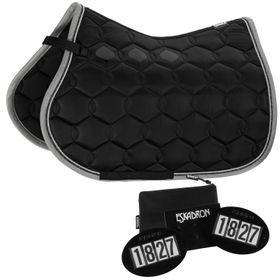 Set Eskadron Schabracke Glossy Wave (2er Kordel) schwarz  & Startnummern Set-Quick