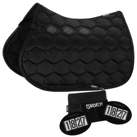 Set Eskadron Schabracke Glossy Wave (ohne Kordel) schwarz & Startnummern Set-Quick