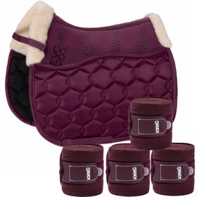 Eskadron Set Glossy Evo-Wool Schabracke & 4er Set Fleecebandagen in blackberry
