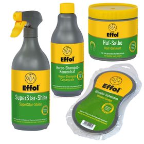 Effol Pflegeset - Hufsalbe, Super Star Shine, Wunderschwamm & Shampookonzentrat
