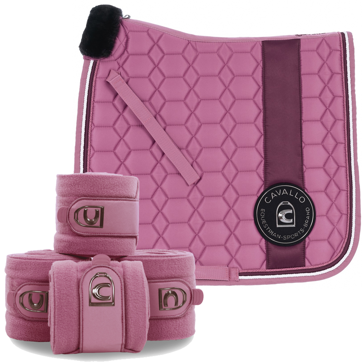 Cavallo SET Schabracke Hala 6 4er Set Fleecebandagen in raspberry