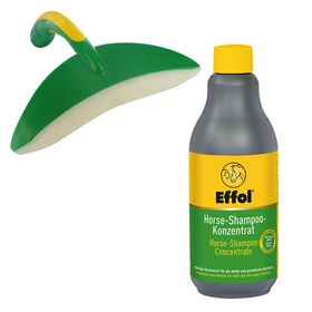 Effol SET : Horse Shampoo Konzentrat - 500ml Flasche & Schweißmesser Orca