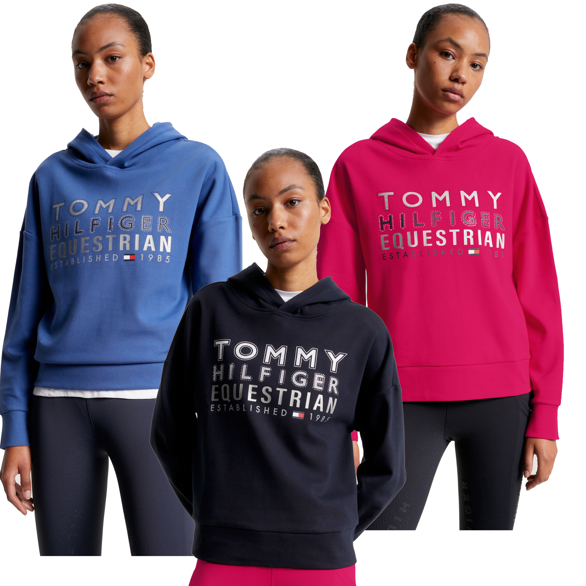 Tommy Hilfiger Equestrian PARIS Übergrosser Hoodie mit Nieten und Logo INDIGO BLUE