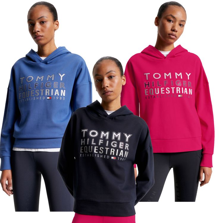 Tommy Hilfiger Equestrian PARIS Übergrosser Hoodie mit Nieten und Logo INDIGO BLUE