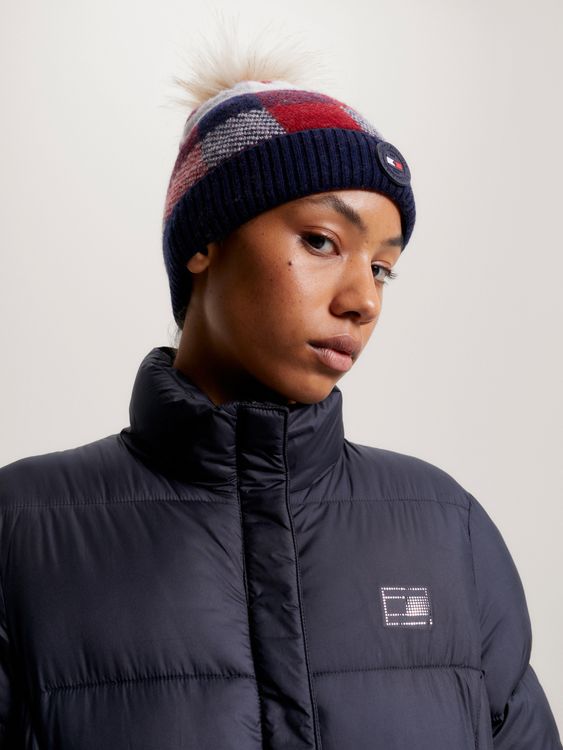 Tommy Hilfiger Equestrian Karo-Strick Pom Pom Beanie MULTI