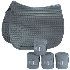 Set Eskadron Cotton Schabracke mit Fleecebandagen in uni ashblue