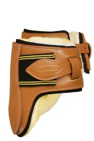 Euroriding Streichkappen Leder mit Messingschnallen