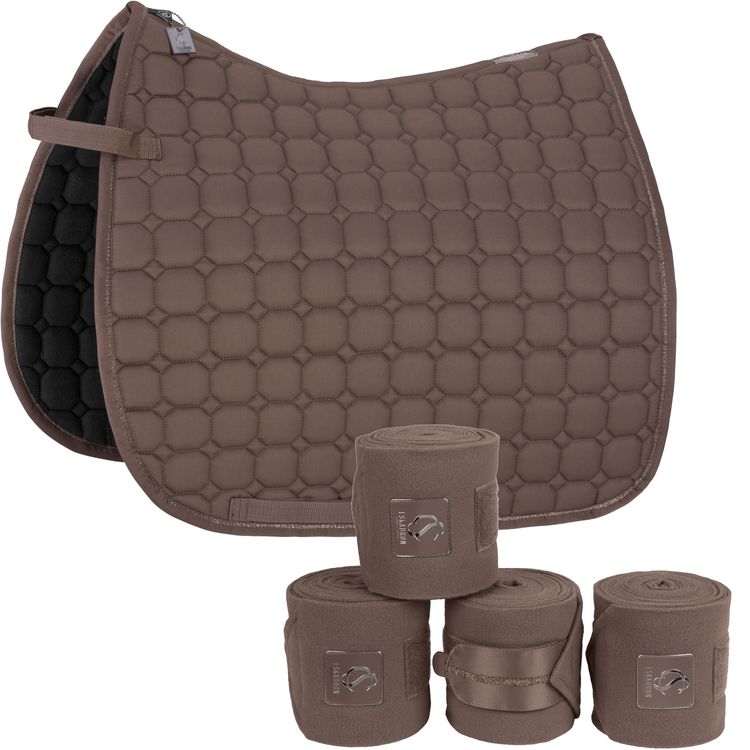 Eskadron Set Cotton Schabracke mit Bandagen in deep taupe Classic Sports