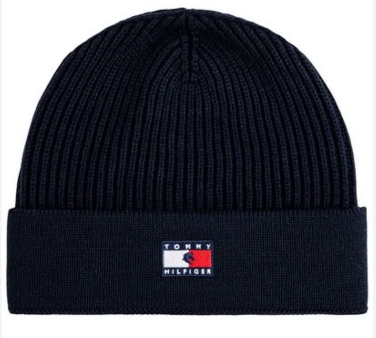 Tommy Hilfiger Equestrian Alaska Flag Beanie in desert sky