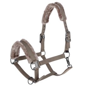 Covalliero Halfter mit Kunstfell in taupe