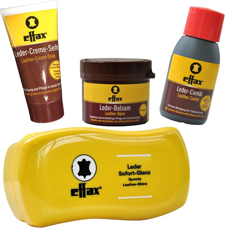 Effax 4 Set Pflegemittel - LederCremeSeife Lederbalsam Ledercombi Glanzschwamm