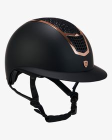 Equestro Reithelm Eclipse mit Strasssteinen und breitem Visier black-rosegold
