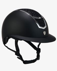 Equestro Reithelm Eclipse mit Strasssteinen und breitem Visier black-silver