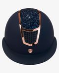 Equestro Reithelm Eclipse mit Strasssteinen und breitem Visier navy-rosegold