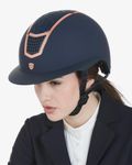 Equestro Reithelm Eclipse mit Strasssteinen und breitem Visier navy-rosegold