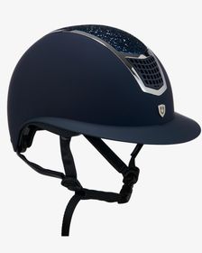 Equestro Reithelm Eclipse mit Strasssteinen und breitem Visier navy-silver