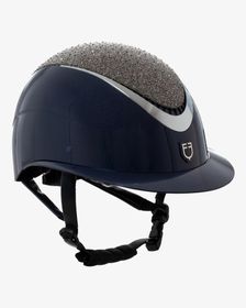 Equestro Reithelm Woman's Star mit Strasssteinen und großem Visier navy-silver