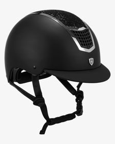 Equestro Reithelm Eclipse mit Strasssteinen und schmalem Visier black-silver