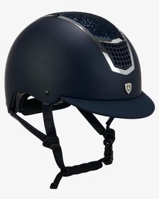 Equestro Reithelm Eclipse mit Strasssteinen und schmalem Visier navy-silver