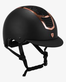 Equestro Reithelm Eclipse mit Strasssteinen und schmalem Visier black-rosegold