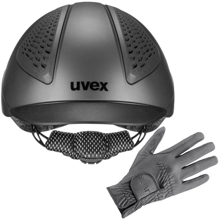 UVEX Reithelm exxential III inkl. Sportslye Handschuhe in anthracite