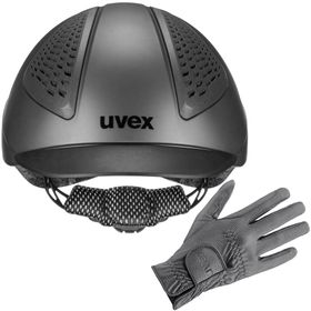 UVEX Reithelm exxential III inkl. Sportslye Handschuhe in anthracite