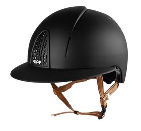 KEP Reithelm Cromo Smart Polo-Schirm in black mit beigen Kinnriemen 