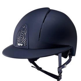 KEP Reithelm Cromo Smart Polo-Schirm in blau mit blauem Kinnriemen 