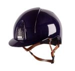 KEP Reithelm Cromo Polish Smart Polo-Schirm in blau mit beigen Kinnriemen 