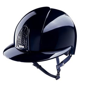 KEP Reithelm Cromo Polish Smart Polo-Schirm in blau mit blauem Kinnriemen