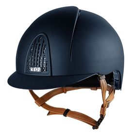 KEP Reithelm Cromo Smart in blau mit beigen Kinnriemen