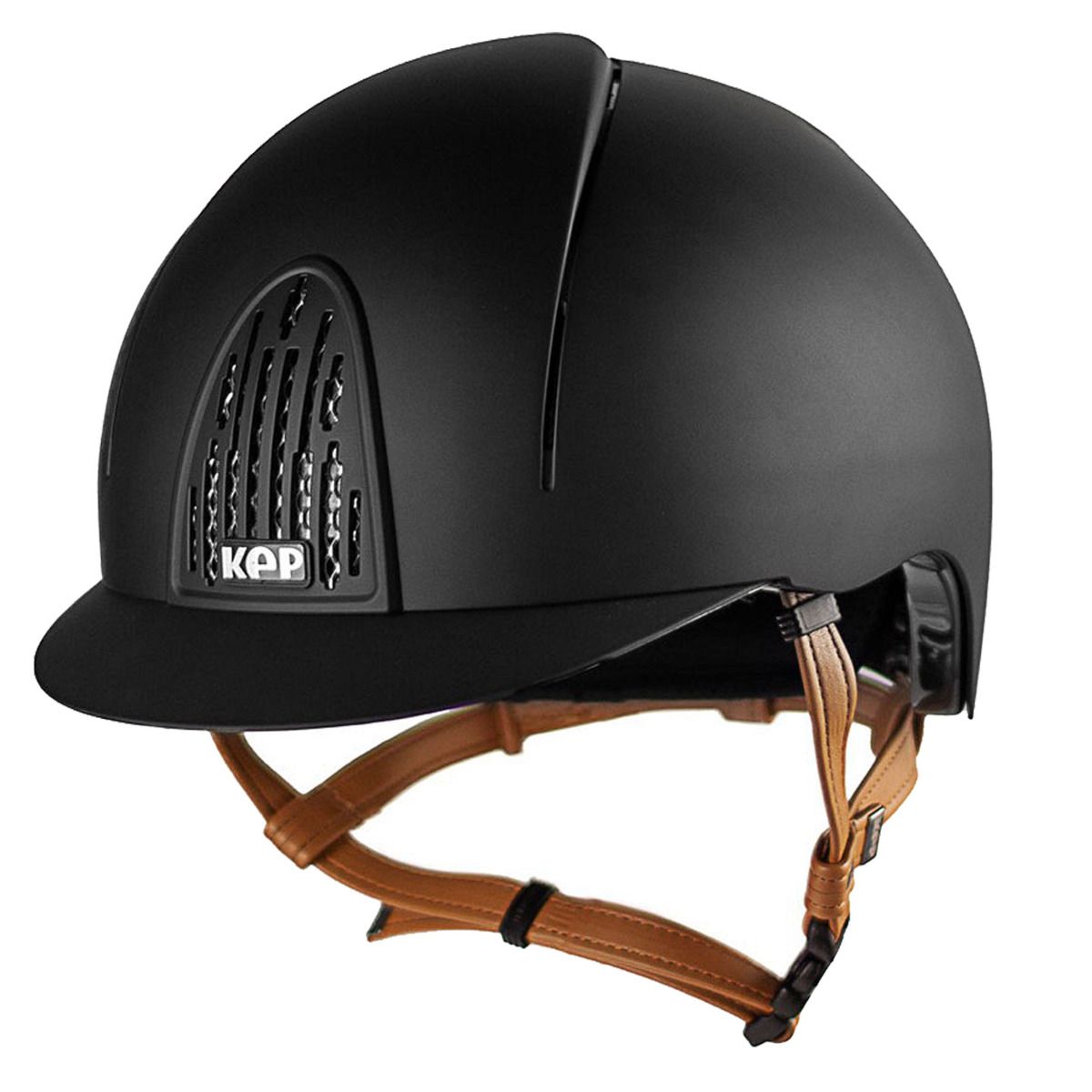 KEP Reithelm Cromo Smart in black mit beigen Kinnriemen 