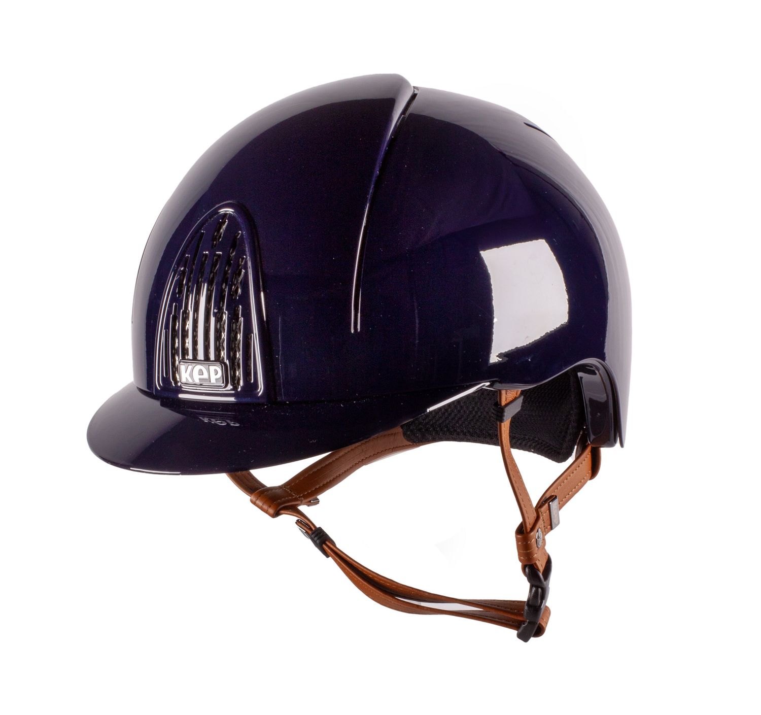 KEP Reithelm Cromo Smart Polish in blau mit beigen Kinnriemen 