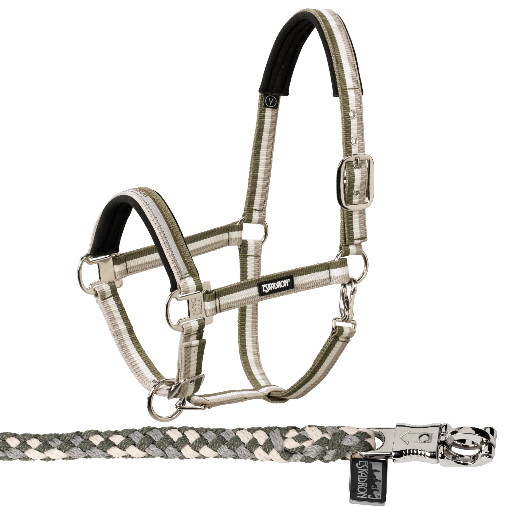 Eskadron  Set Halfter Pin Buckle mit Panikhakenstrick in olive-creme-dove