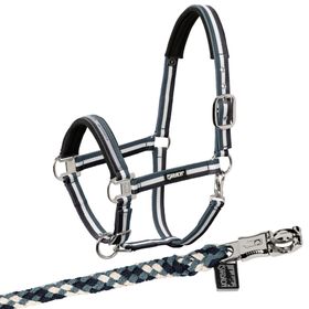 Eskadron  Set Halfter Pin Buckle mit Panikhakenstrick in navy-white-ashblue