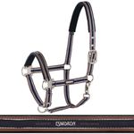 Eskadron  Set Halfter Pin Buckle mit Panikhakenstrick in cognac-creme-navy
