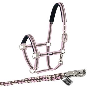 Eskadron  Set Halfter Pin Buckle mit Panikhakenstrick in taupe-creme-powderrose